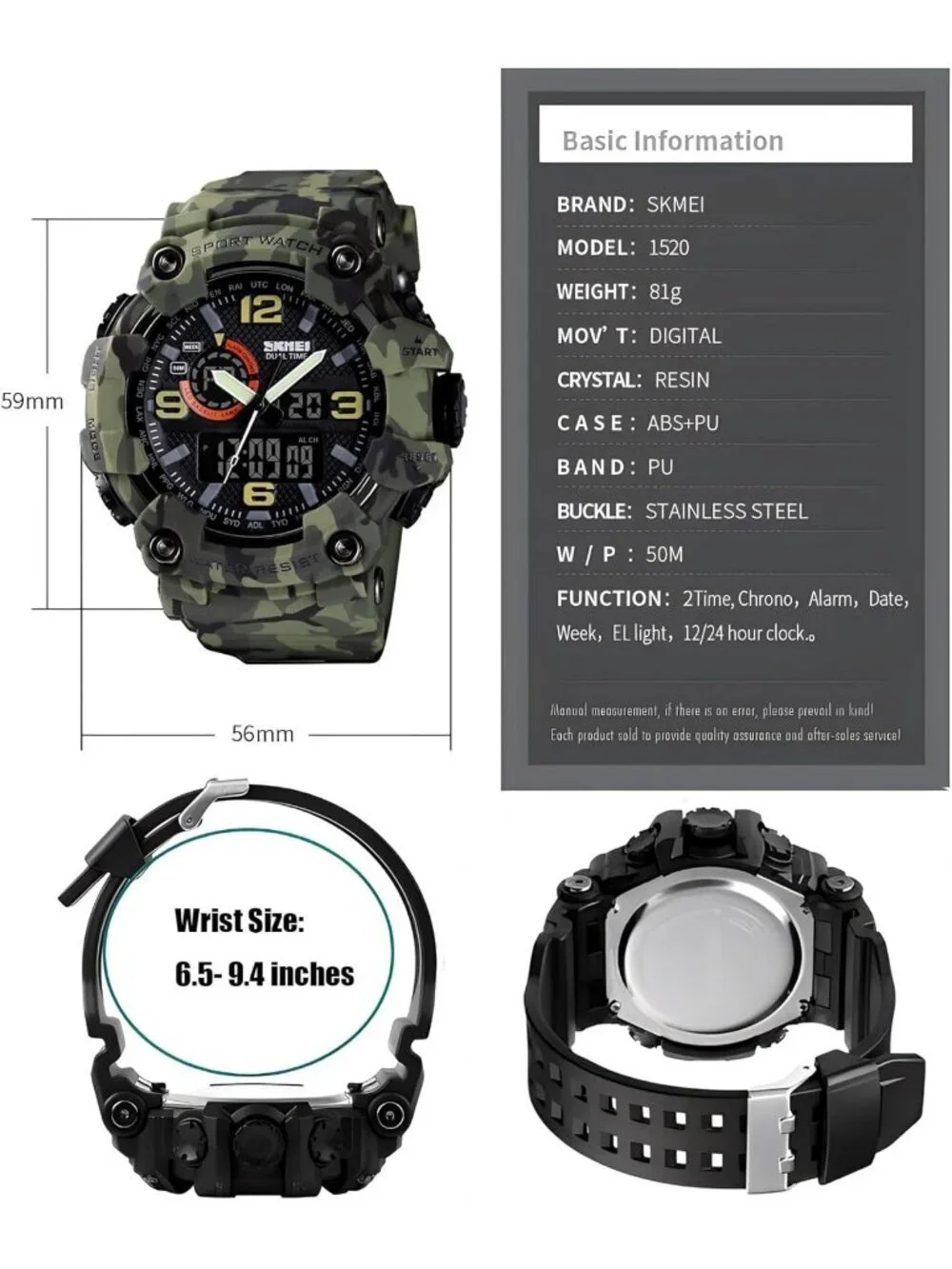 Men's Camouflage&Green Analog Quartz S-Shock Waterproof Sports LED Digital Watch